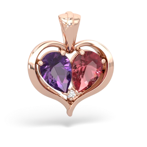 amethyst-tourmaline half heart whole pendant