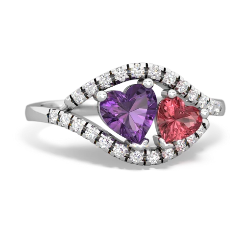 amethyst-tourmaline mother child ring