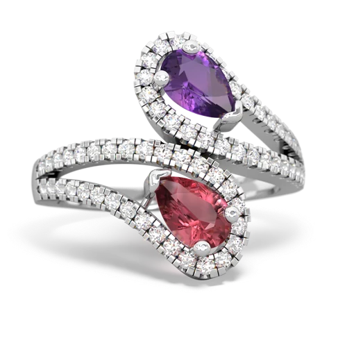 amethyst-tourmaline pave swirls ring