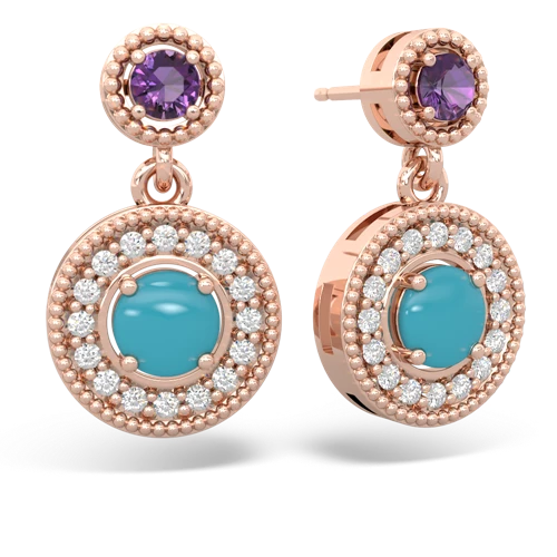 amethyst-turquoise halo earrings