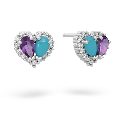 amethyst-turquoise halo-heart earrings