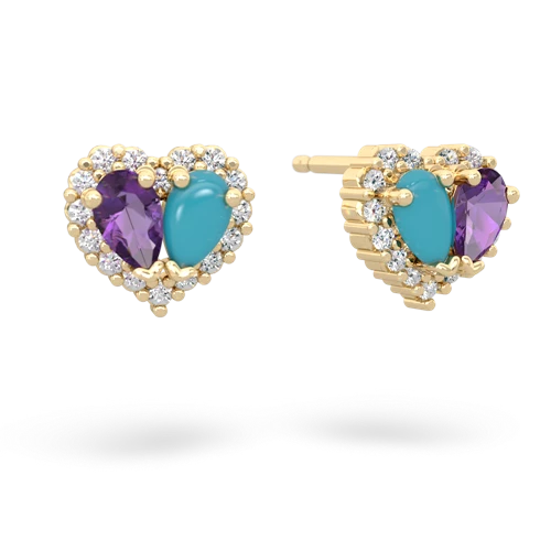 amethyst-turquoise halo-heart earrings