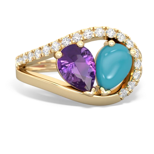 amethyst-turquoise pave heart ring