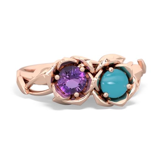 amethyst-turquoise roses ring