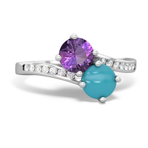 amethyst-turquoise two stone channel ring