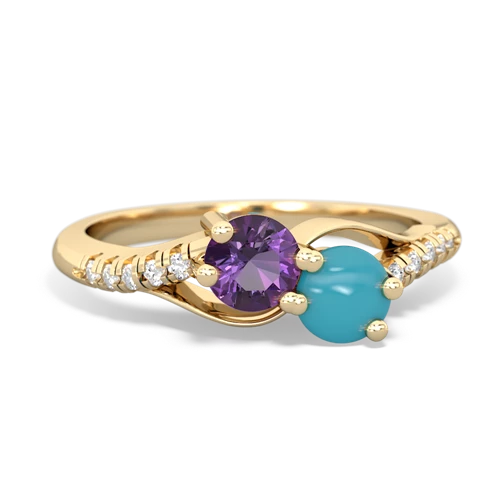 amethyst-turquoise two stone infinity ring