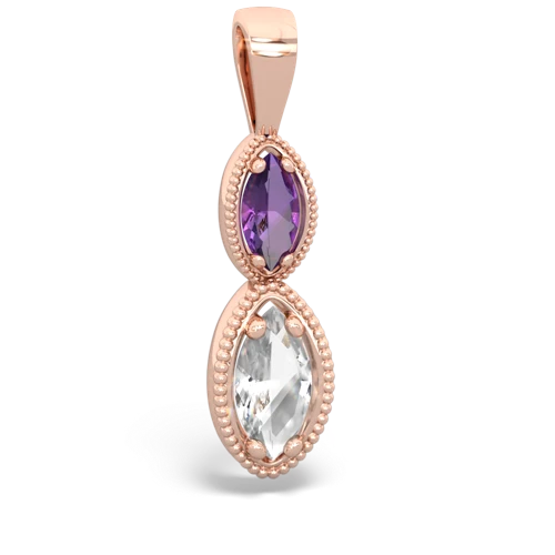 amethyst-white topaz antique milgrain pendant