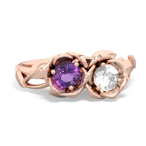 amethyst-white topaz roses ring