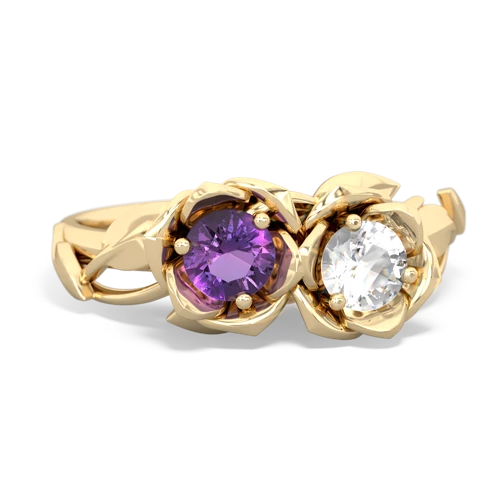 amethyst-white topaz roses ring