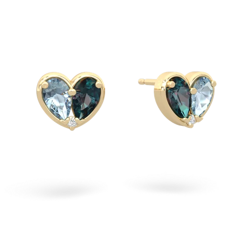 aquamarine-alexandrite one heart earrings