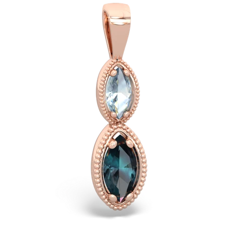 aquamarine-alexandrite antique milgrain pendant