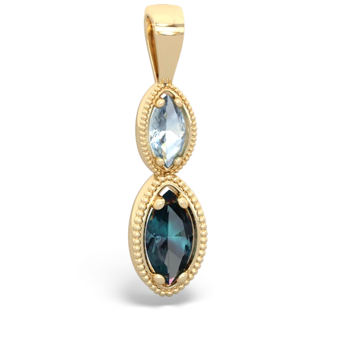 aquamarine-alexandrite antique milgrain pendant