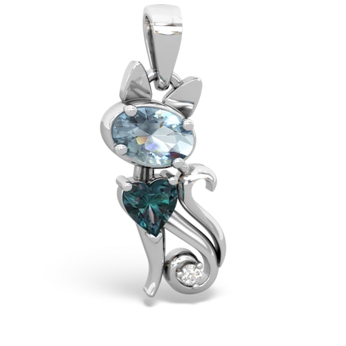 aquamarine-alexandrite kitten pendant