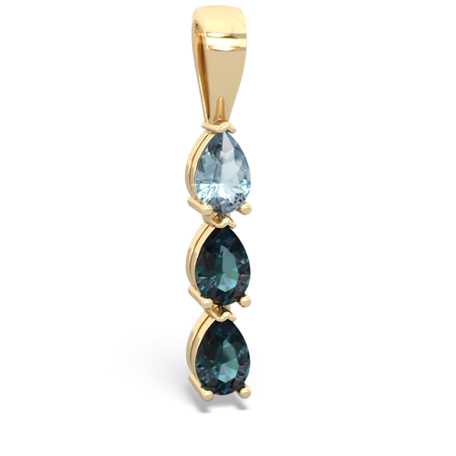 aquamarine-alexandrite three stone pendant