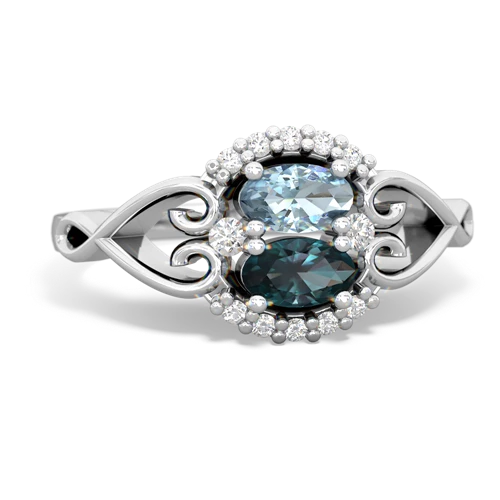 aquamarine-alexandrite antique keepsake ring