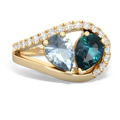 aquamarine-alexandrite pave heart ring