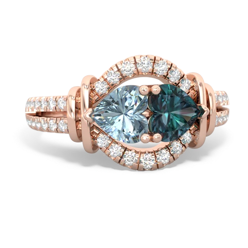 aquamarine-alexandrite pave keepsake ring