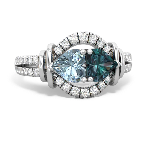 aquamarine-alexandrite pave keepsake ring