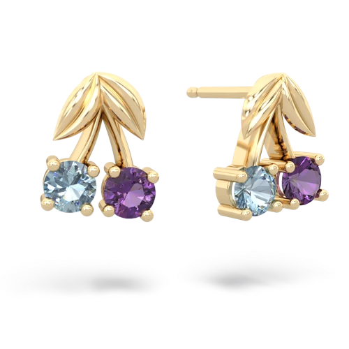 aquamarine-amethyst cherries earrings