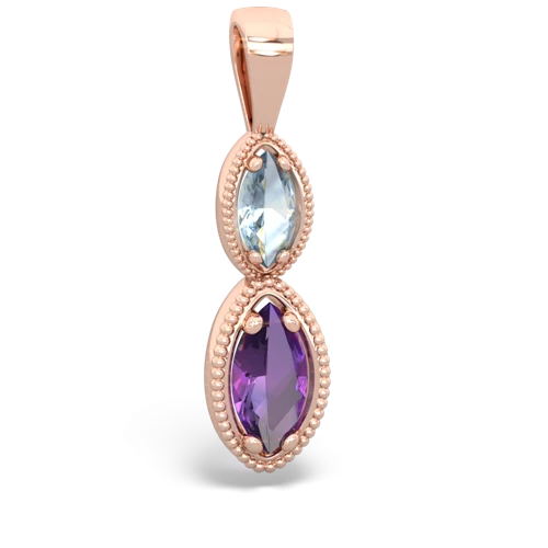 aquamarine-amethyst antique milgrain pendant