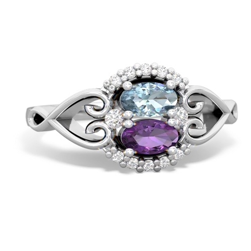 aquamarine-amethyst antique keepsake ring