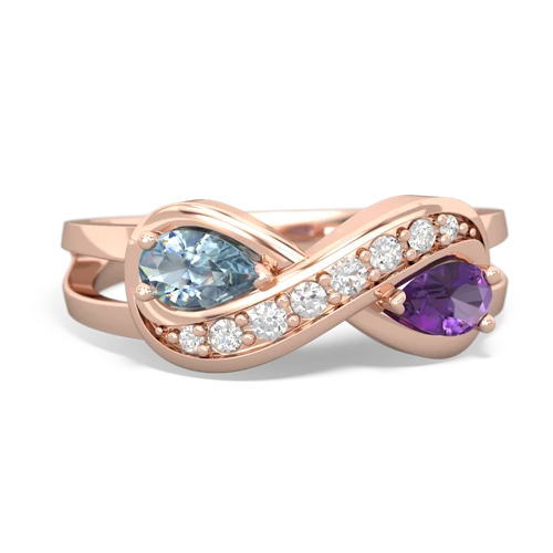 aquamarine-amethyst diamond infinity ring