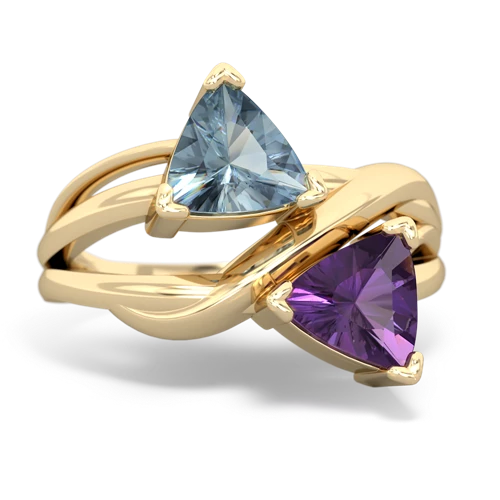 aquamarine-amethyst filligree ring