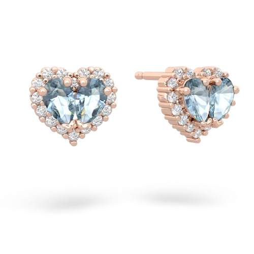 aquamarine-aquamarine halo-heart earrings