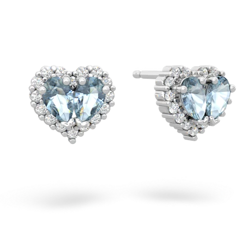 aquamarine-aquamarine halo-heart earrings