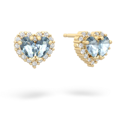 aquamarine-aquamarine halo-heart earrings
