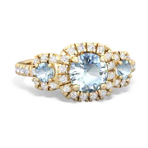 blue topaz-onyx three stone regal ring