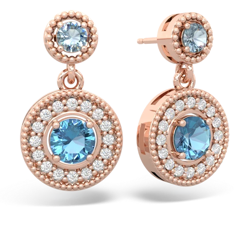 aquamarine-blue topaz halo earrings