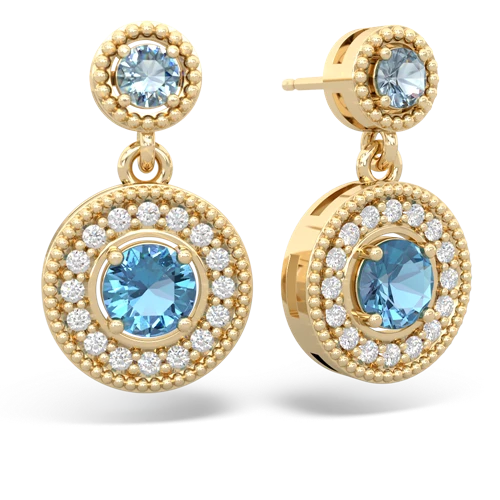 aquamarine-blue topaz halo earrings