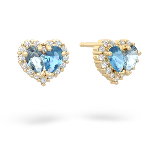 aquamarine-blue topaz halo-heart earrings