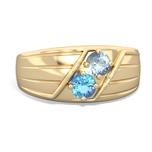 aquamarine-blue topaz mens ring