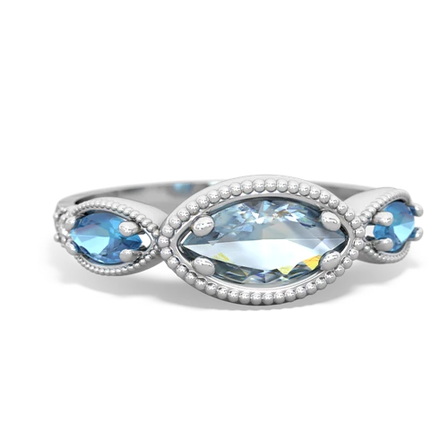 aquamarine-blue topaz milgrain marquise ring