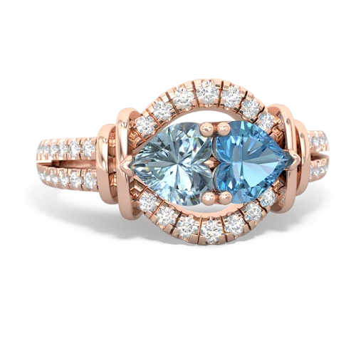 aquamarine-blue topaz pave keepsake ring