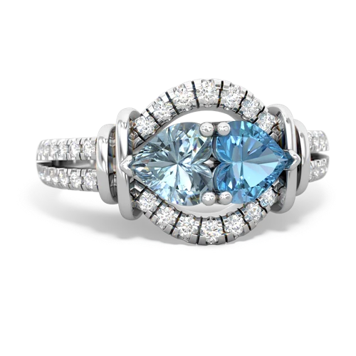 aquamarine-blue topaz pave keepsake ring