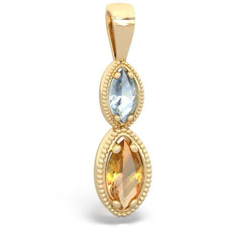 aquamarine-citrine antique milgrain pendant