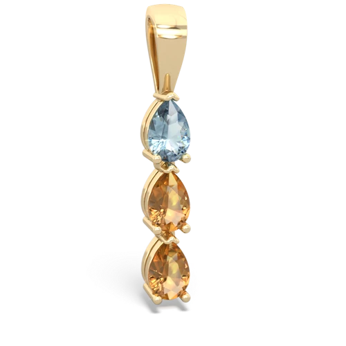 aquamarine-citrine three stone pendant