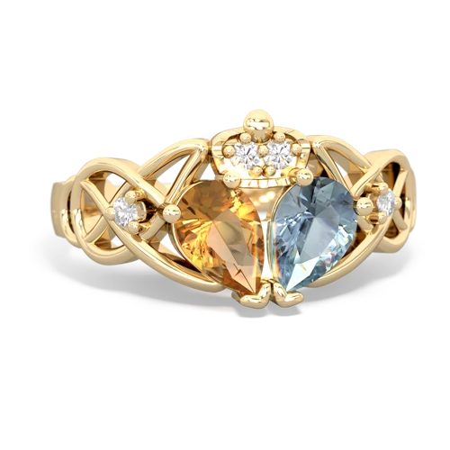 aquamarine-citrine claddagh ring