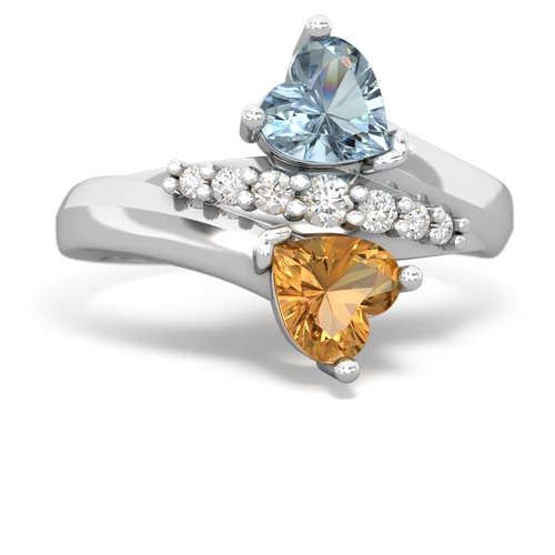 aquamarine-citrine modern ring