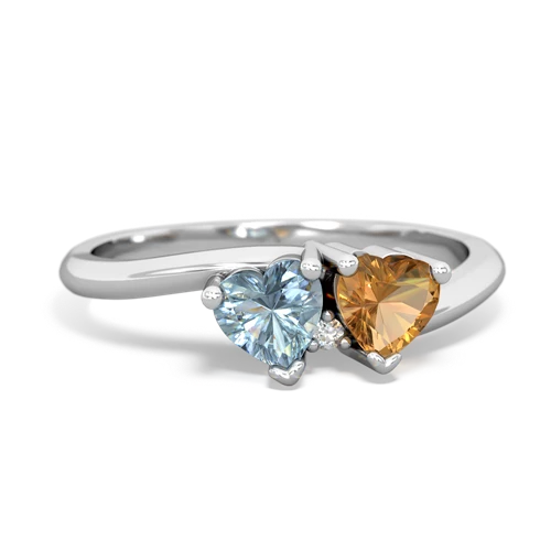 aquamarine-citrine sweethearts promise ring