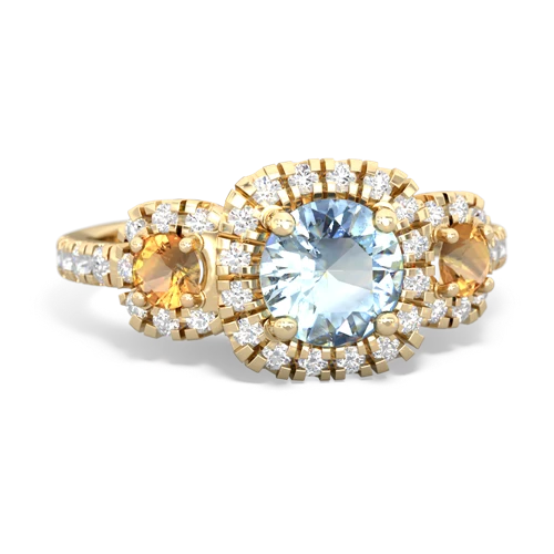 aquamarine-citrine three stone regal ring