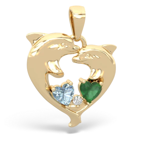 aquamarine-emerald dolphins pendant