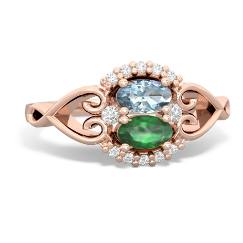 aquamarine-emerald antique keepsake ring