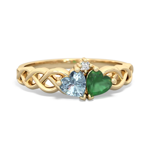 aquamarine-emerald celtic braid ring