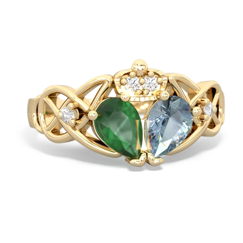 aquamarine-emerald claddagh ring