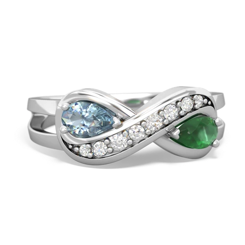 aquamarine-emerald diamond infinity ring