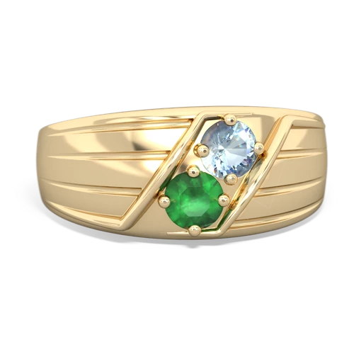 aquamarine-emerald mens ring